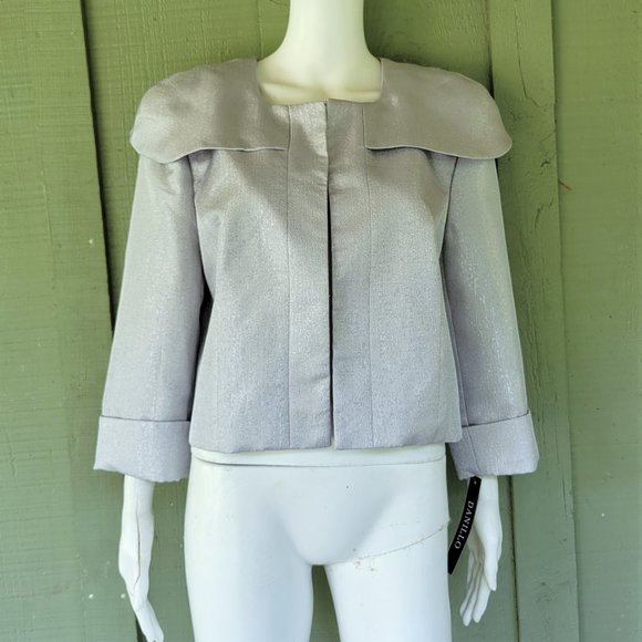NWT DANILLO Silver Cape Shoulder Blazer Jacket 12 - Picture 2 of 5